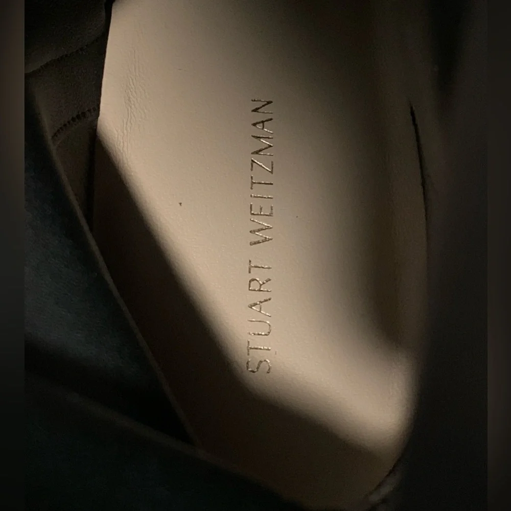 NEW Stuart Weitzman Party Zip Platform Ankle Boots Black Size 10B Block Heel